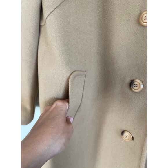 Betty Rose vintage tan wool coat long lined collared pockets chic buttons Med 10 - Picture 4 of 14